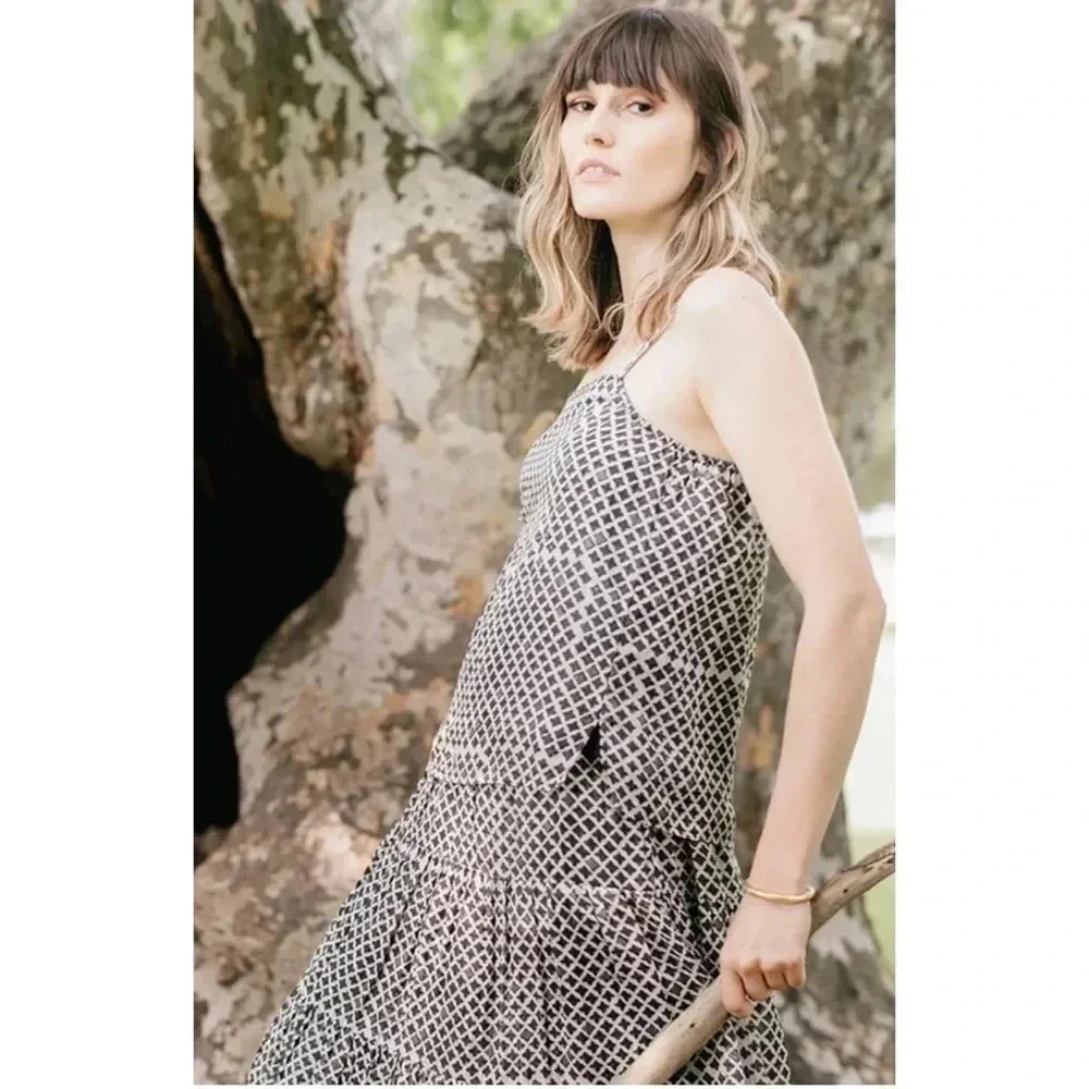 VOLOSHIN Anthropologie Isa Geo Print Twisted Silk Blend Cami Top Size XS - Picture 3 of 3